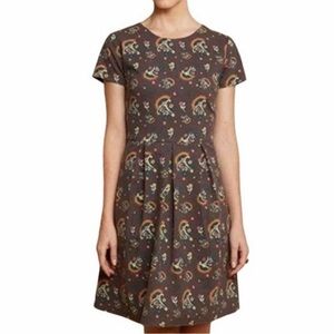 Matilda Jane Dress Womens Size XS Maja Brown Floral Ponte Fit Flare Plea…